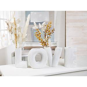 Βάζο ArteLibre LOVE Λευκό Κεραμικό Υ15cm Σετ 4Τμχ