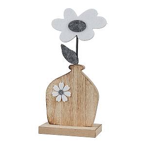 Διακοσμητικό ArteLibre Λουλούδι Σε Βάζο ArteLibre Φυσικό MDF/Ύφασμα 7x12x26cm