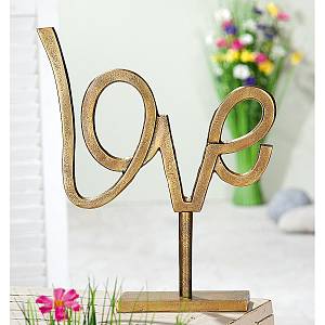 Διακοσμητικό ArteLibre Love Σε Βάση Αντικέ Χρυσό Αλουμίνιο 7.5x30x37cm