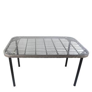 Τραπέζι Κήπου ArteLibre AMPIUS Γκρι/Μαύρο Μέταλλο/Rattan/Γυαλί 160x90x73cm