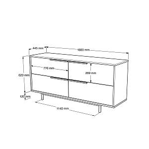 Μπουφές ArteLibre CARTMEL Λευκό Μοριοσανίδα/Μέταλλο 44.5x160x74.3cm
