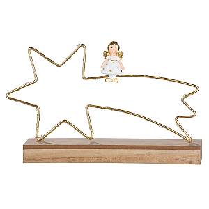 Ανάγλυφο Σταντ (LED) Αστέρι Διάττοντας Άγγελος Μοτίβο Μεταλλικό Χρυσό 5x27.2x16.5cm
