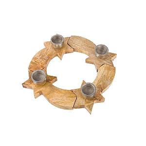 Κηροπήγιο Σετ Στρογγυλό Sternschnuppen Ξύλο Εκρού 6x37cm Κηροπήγιο Σετ Στρογγυλό Sternschnuppen Ξύλο Εκρού 6x37cm