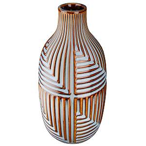 Βάζο Batista Ριγέ Κεραμικό Μπλε/Καφέ 28x14cm