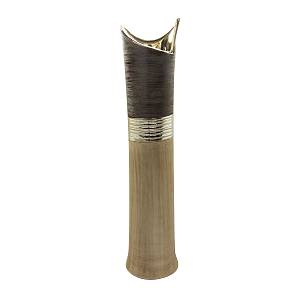 Βάζο Bradora Striped Κεραμικό Beige Brown PU 13x13x60cm