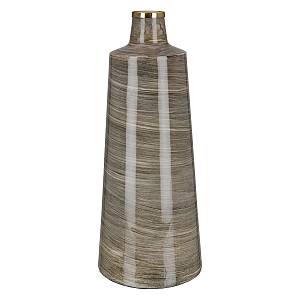 Βάζο Conical Stripes Μέταλλο Brown PU H. 48 cm D. 19 cm