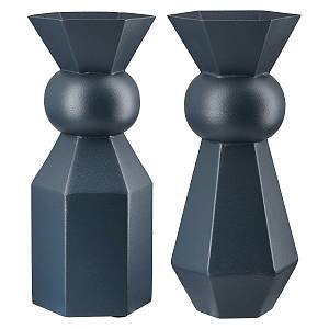 Βάζο Metallo Μέταλλο Dark Μπλε PU 2 Pcs. Assorted 10x10x24cm