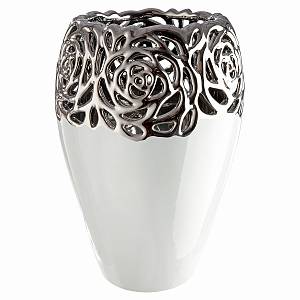 Βάζο Τριαντάφυλλο Μοτίφ Κεραμικό Λευκό D16X24Cm D16X24Cm