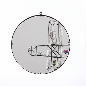 Καθρέφτης Face Μέταλλο Καθρέφτης Γυάλινο Μαύρο PU L. cm H. 42 cm D. 40 cm