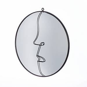 Καθρέφτης Face Μέταλλο Καθρέφτης Γυάλινο Μαύρο PU L. cm H. 42 cm D. 40 cm