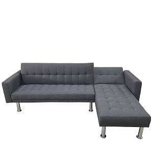 Καναπές Κρεβάτι Γωνιακός ArteLibre OBERON Γκρι Ύφασμα 240x102/175x40cm