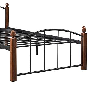 Κρεβάτι Μονό ArteLibre LARAMIE Μαύρο/Καρυδί Μέταλλο Για Στρώμα 90x200cm