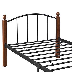 Κρεβάτι Μονό ArteLibre LARAMIE Μαύρο/Καρυδί Μέταλλο Για Στρώμα 90x200cm