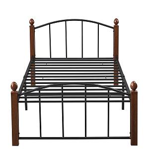 Κρεβάτι Μονό ArteLibre LARAMIE Μαύρο/Καρυδί Μέταλλο Για Στρώμα 90x200cm