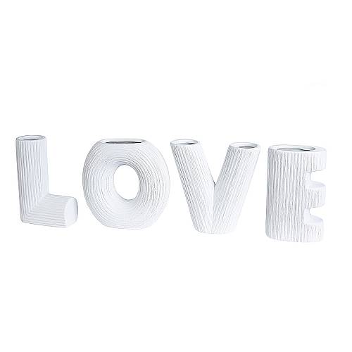 Βάζο ArteLibre 'LOVE' Λευκό Κεραμικό Υ15cm Σετ 4Τμχ