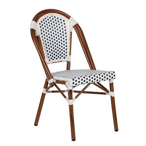 Καρέκλα Κήπου ArteLibre MUTARAZI Λευκό/Μπλε Αλουμίνιο/Rattan 50x57x85cm