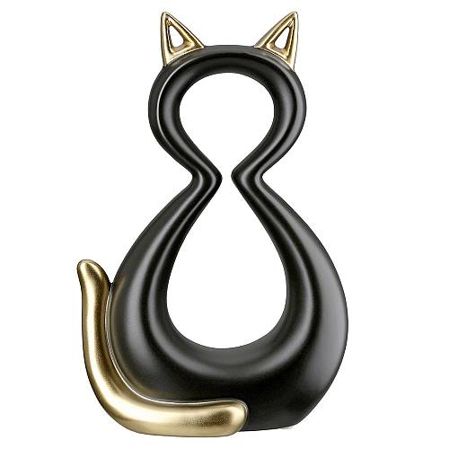 Φιγούρα Γάτα 'Catty' Κεραμικό Μαύρο/Χρυσό 6x11x17cm