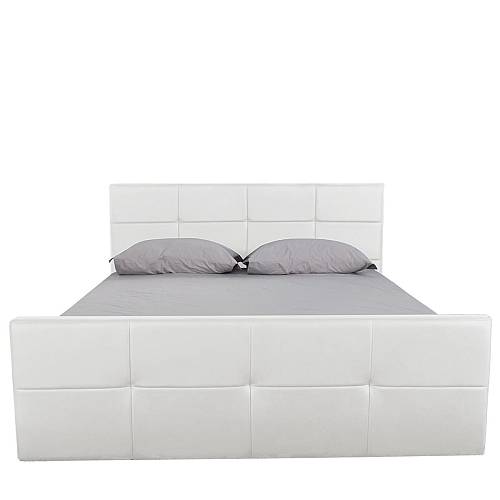 Κρεβάτι ArteLibre ANEMONE Λευκό PU Με Αποθηκευτικό Χώρο 217.5x170.5x100cm (Στρώμα 160x200cm)