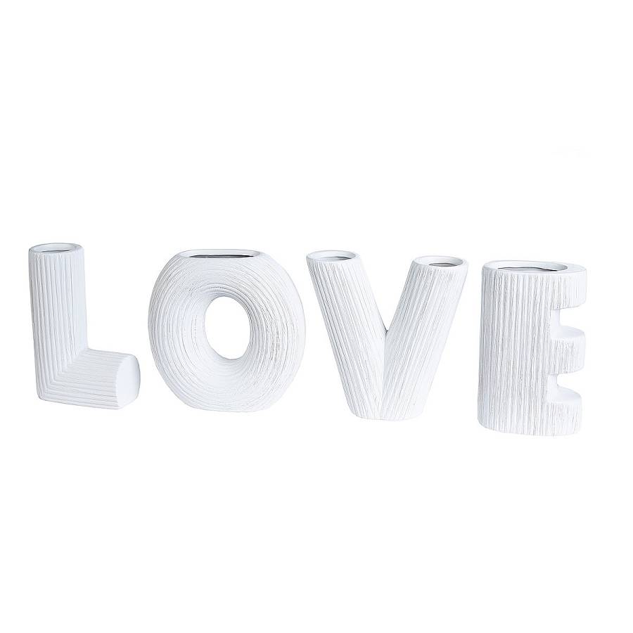 Βάζο ArteLibre LOVE Λευκό Κεραμικό Υ15cm Σετ 4Τμχ