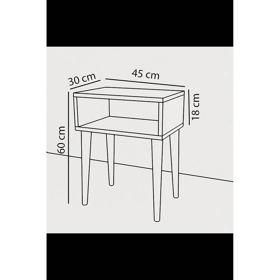 Κομοδίνο ArteLibre GANIRU Λευκό Μοριοσανίδα/Ξύλο 45x30x60cm