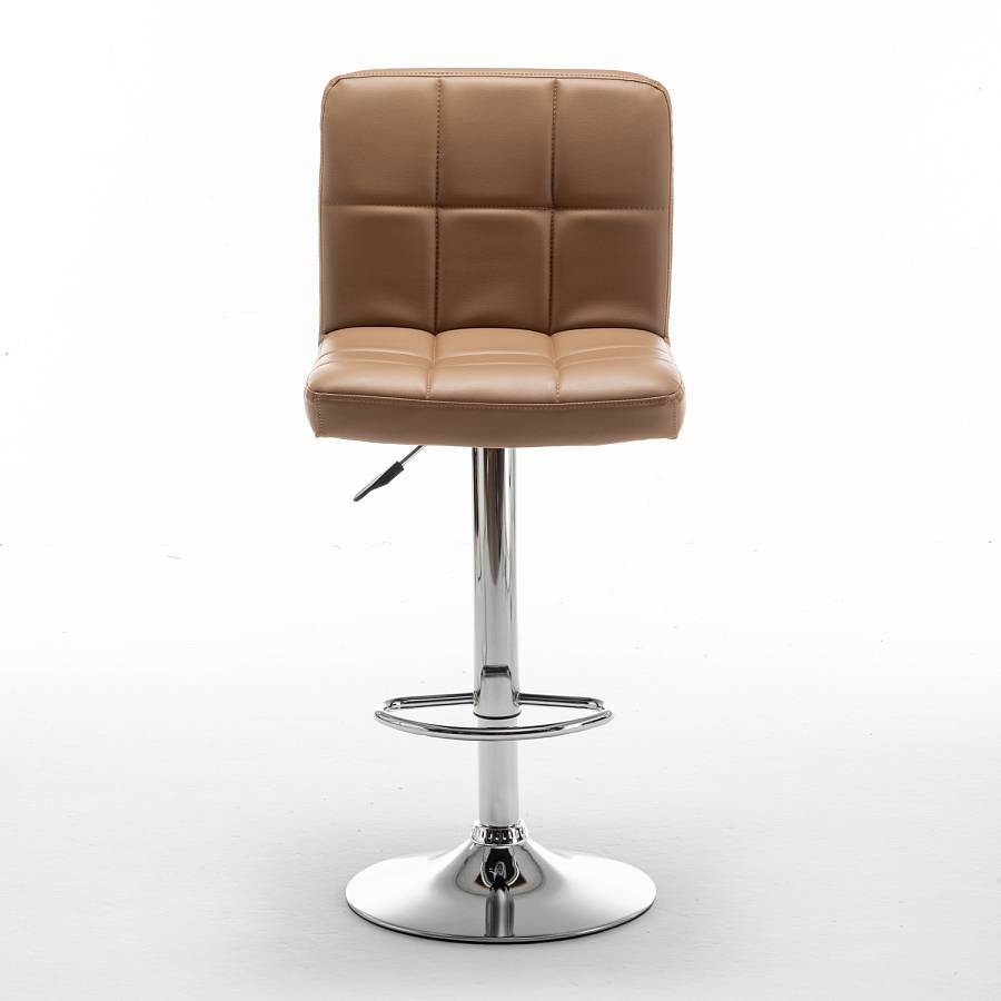 Σκαμπό Bar ArteLibre DIN Με Πλάτη Πτυσσόμενο Cappuccino PVC/Μέταλλο 44x50x92-113cm
