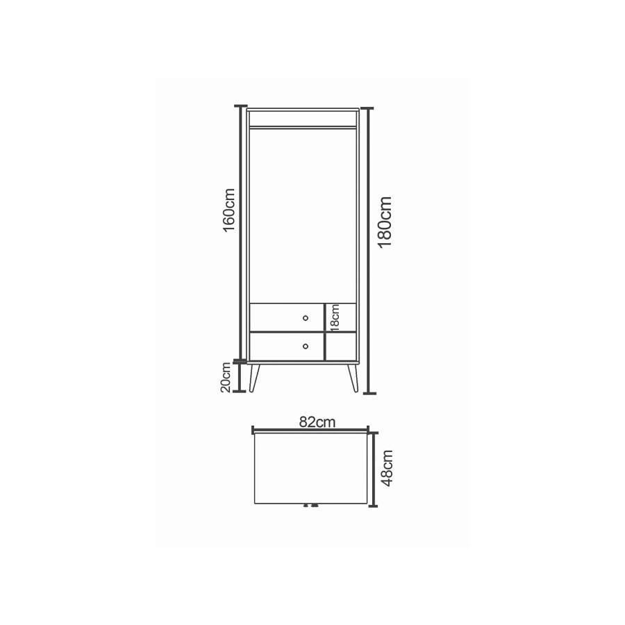 Ντουλάπα Δίφυλλη ArteLibre AMARI Λευκό Μοριοσανίδα 82x48x180cm