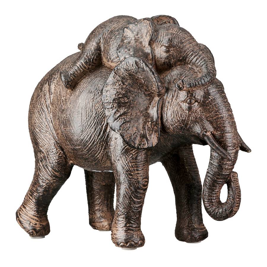 Figure Elephant Synthetic Resin Brown 2 Assorted 18X10X20Cm 18X10X20Cm