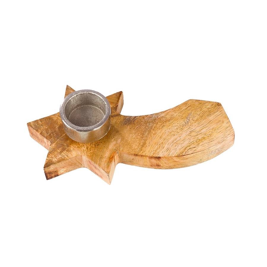 Κηροπήγιο Σετ Στρογγυλό Sternschnuppen Ξύλο Εκρού 6x37cm Κηροπήγιο Σετ Στρογγυλό Sternschnuppen Ξύλο Εκρού 6x37cm