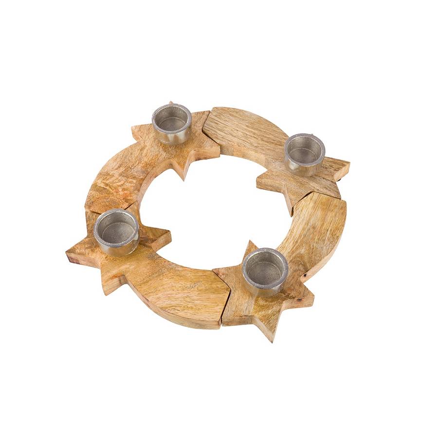 Κηροπήγιο Σετ Στρογγυλό Sternschnuppen Ξύλο Εκρού 6x37cm Κηροπήγιο Σετ Στρογγυλό Sternschnuppen Ξύλο Εκρού 6x37cm