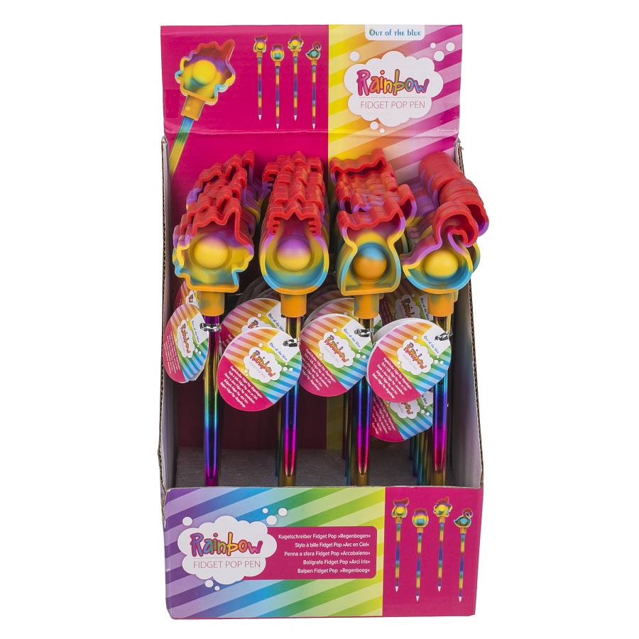 Στυλό Ουράνιο Τόξο Με Παιχνίδι Fidget Πολύχρωμο Πλαστικό/Σιλικόνη 22cm Σε 4 Σχέδια