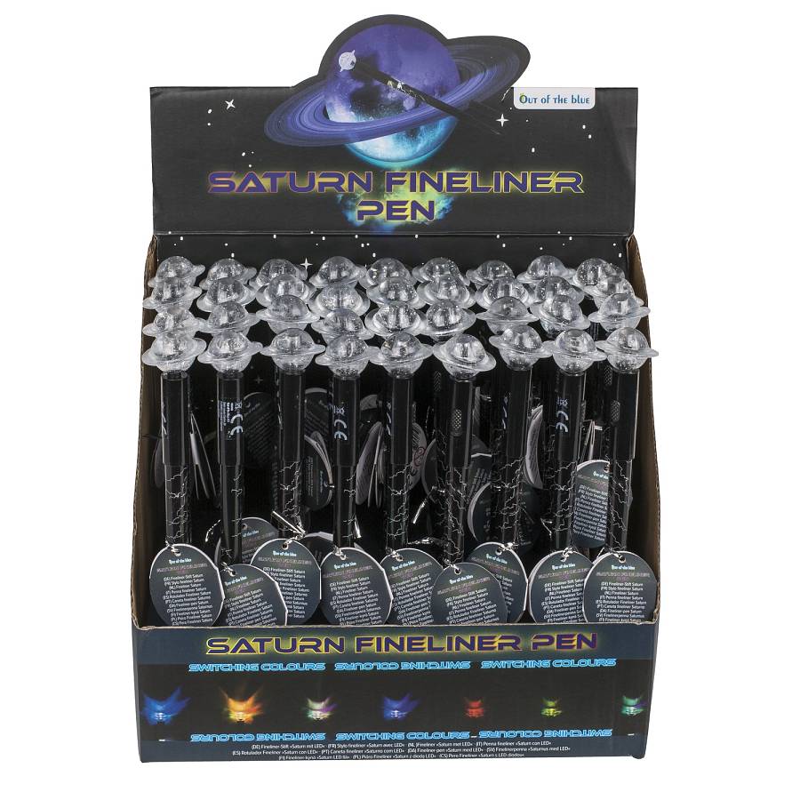 Στυλό Fineliner Με Λαμπάκι LED Πλανήτης Ποσειδώνας Μπαταρίας Μαύρο Πλαστικό 21cm