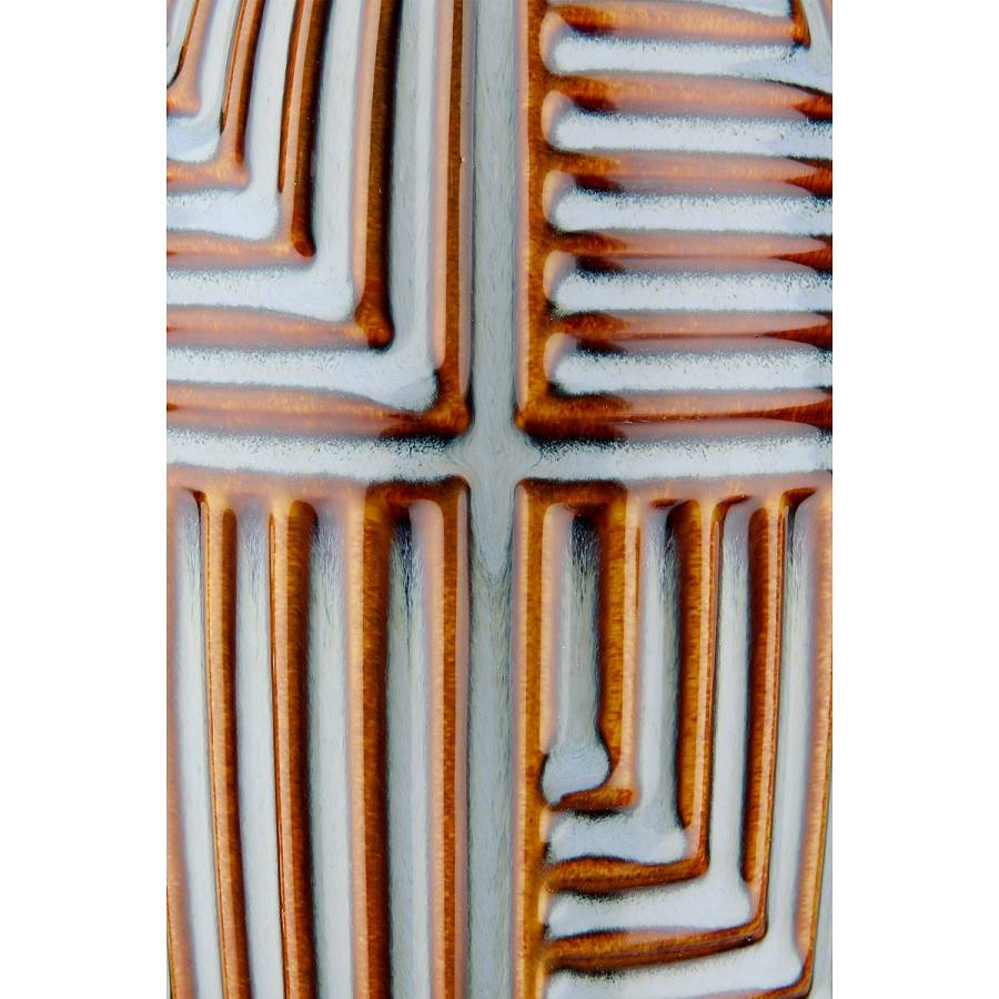 Βάζο Batista Ριγέ Κεραμικό Μπλε/Καφέ 28x14cm