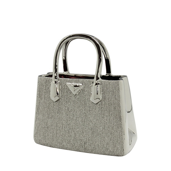 Βάζο Handbag Milan Κεραμικό Ασημένιο PU 24.5x11.5x25.5cm