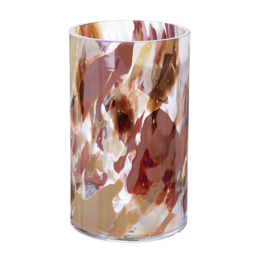 Γυάλινο Βάζο Κυλινδρικό Roslin Καφέ/Κόκκινο 24x14.5cm