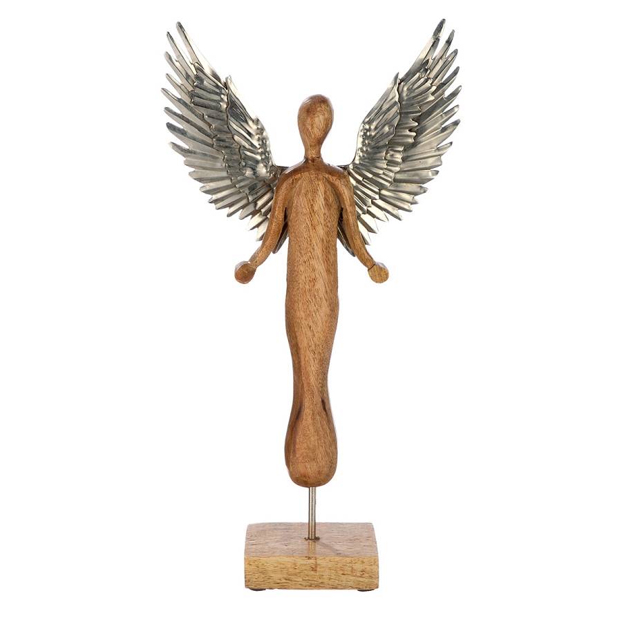 Φιγούρα Άγγελοι Diana Ξύλο Μάνγκο Εκρού 7x19x36.5cm