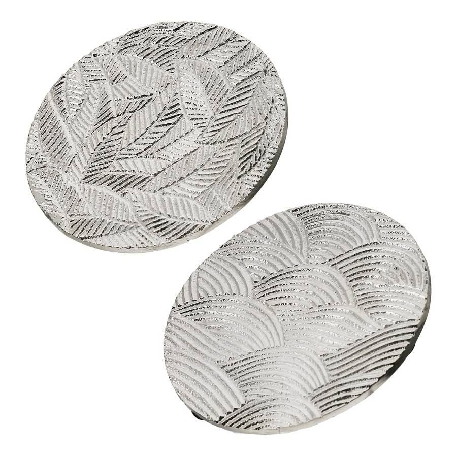 Σουβέρ Στρογγυλό Capelli Αλουμίνιο Ασημί 2Τμχ D. 11cm