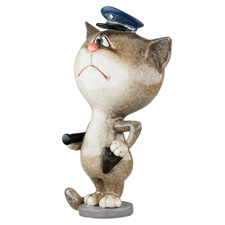 Φιγούρα Γάτα Policeman Πολυ Γκρι 6x8x13.5cm