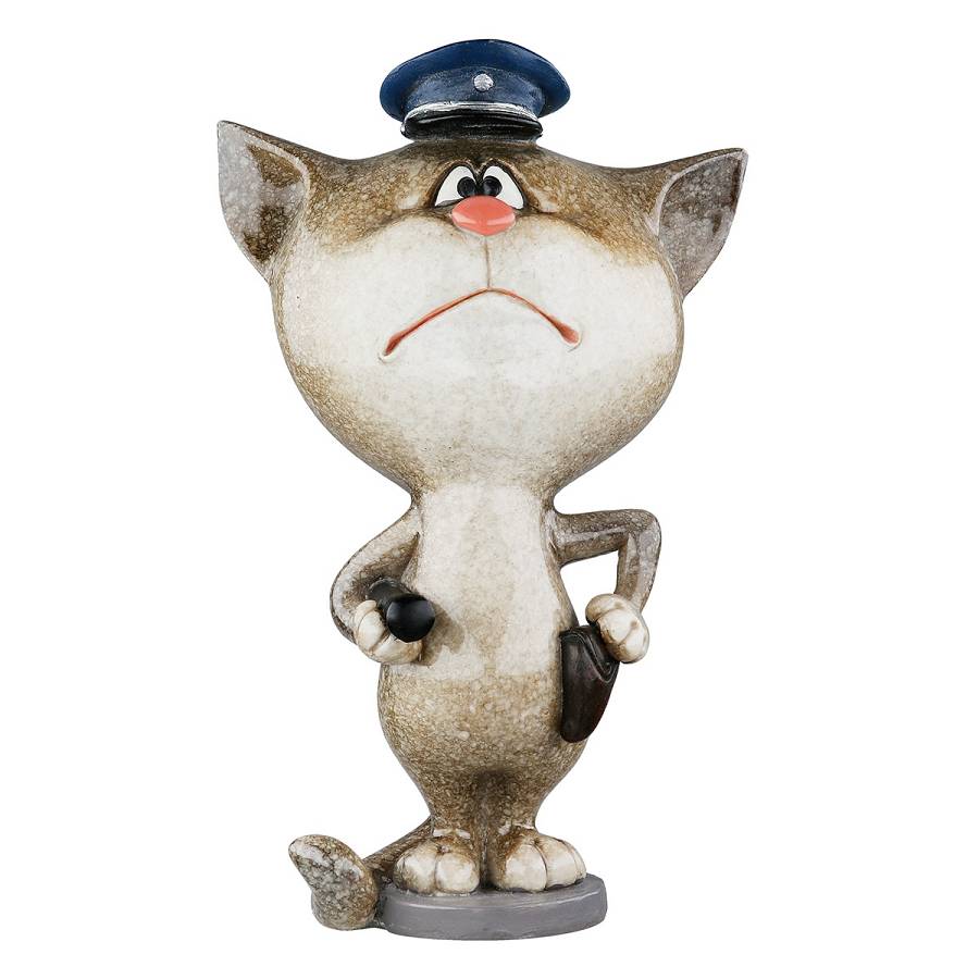 Φιγούρα Γάτα Policeman Πολυ Γκρι 6x8x13.5cm