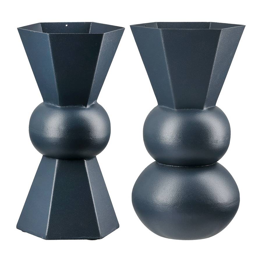 Βάζο Metallo Μέταλλο Dark Μπλε PU Pcs. Assorted 9x9x20cm
