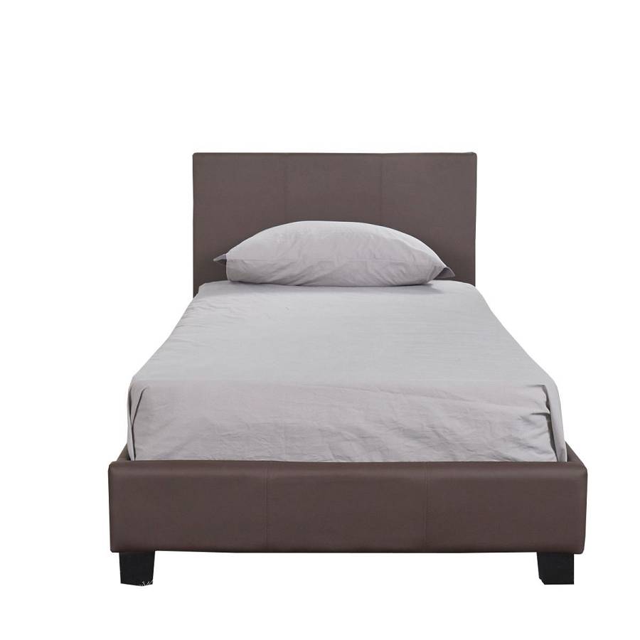 Κρεβάτι ArteLibre AZALEA Σκούρο Καφέ PU 213x101x88cm (Στρώμα 90x200cm)