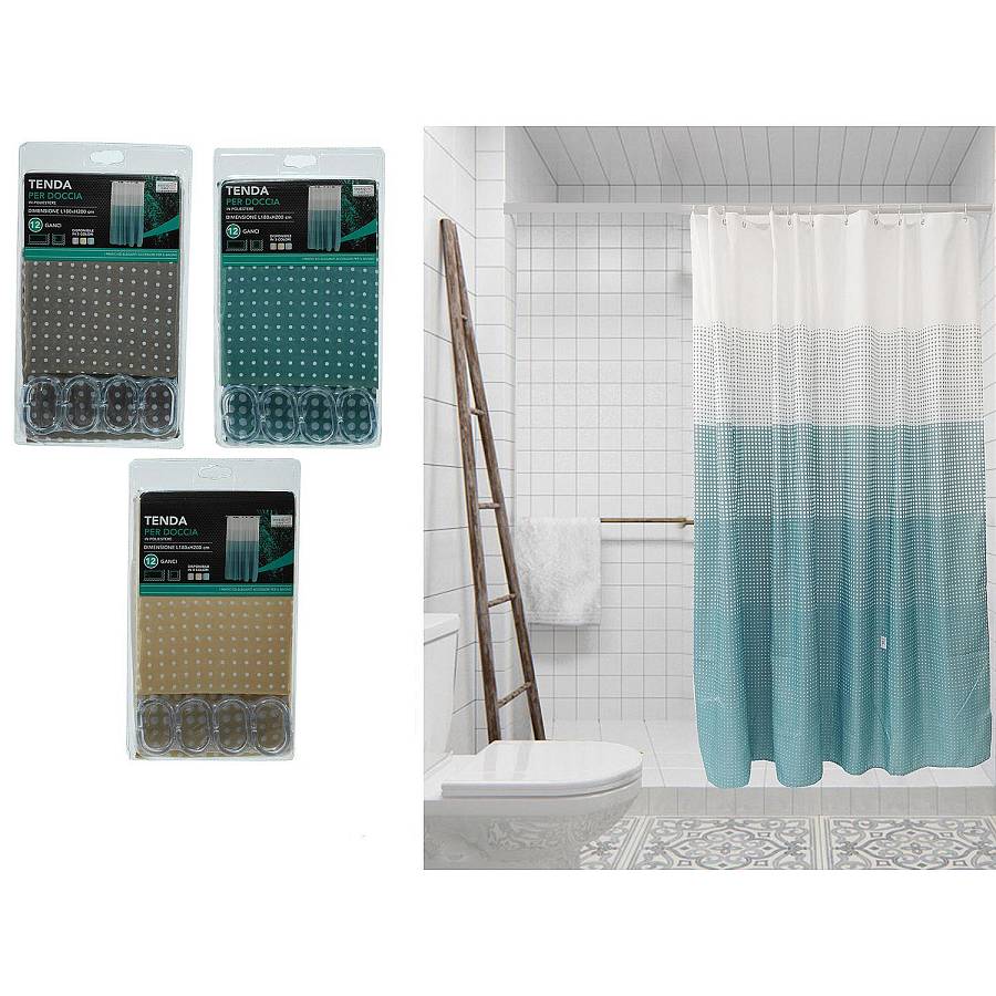 Κουρτίνα Μπάνιου Dots Polyester 180x200cm Σε 3 Χρώματα