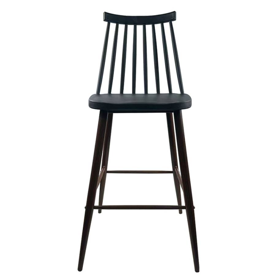 Σκαμπό Bar ArteLibre MARANTA Μαύρο/Καρυδί PP/Μέταλλο 45x46x97cm