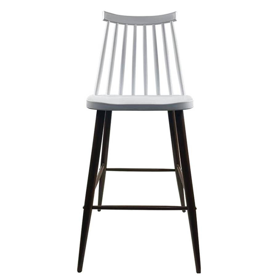 Σκαμπό Bar ArteLibre MARANTA Λευκό/Καρυδί PP/Μέταλλο 45x46x97cm